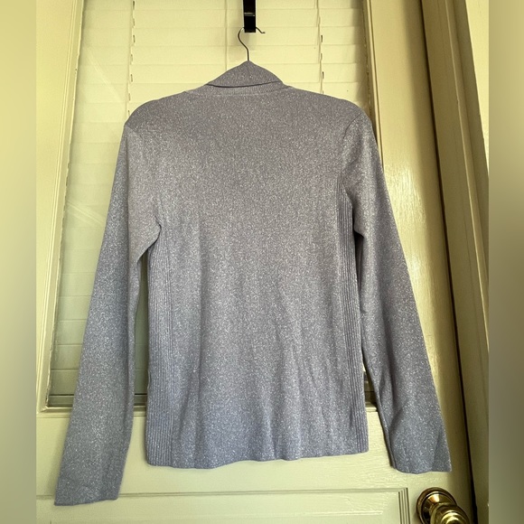 Chico's lilac purple mist shimmer metallic silver turtleneck sweater top - Picture 6 of 13
